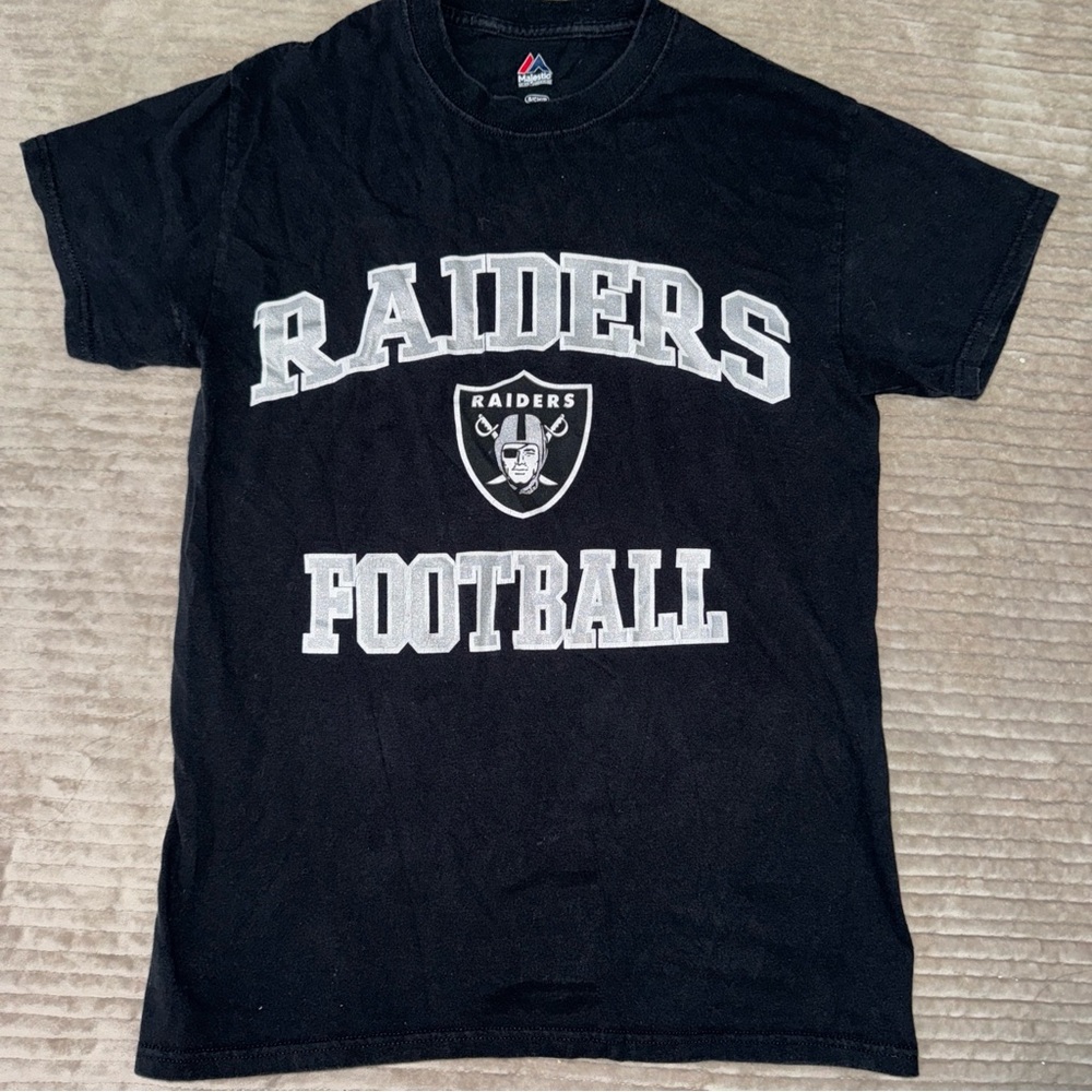 Oakland Las‎ Vegas Raiders T-Shirt Black NFL Football Classic Sz S Majestic Logo